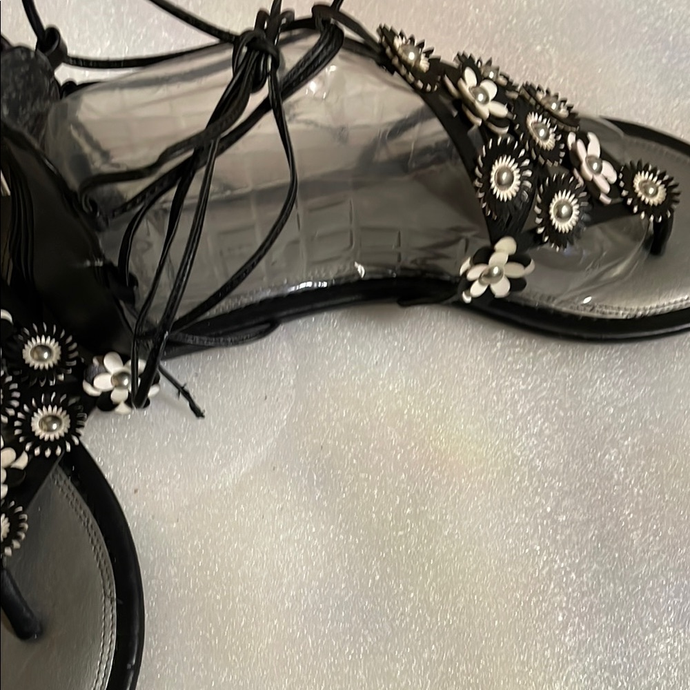 Black and White tie up Sandals